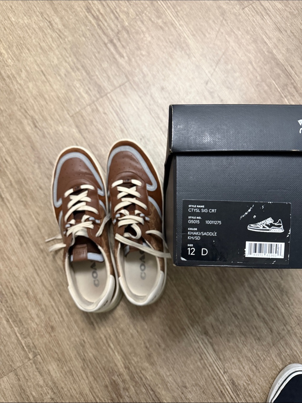 Coach Saddle Brown and Cream Leather Sneakers
